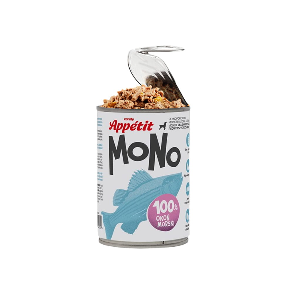 Comfy Appetit Mono Okoń Morski Monoproteinowa Karma Mokra Dla Psa Puszka Zestaw 3 sztuk 400g